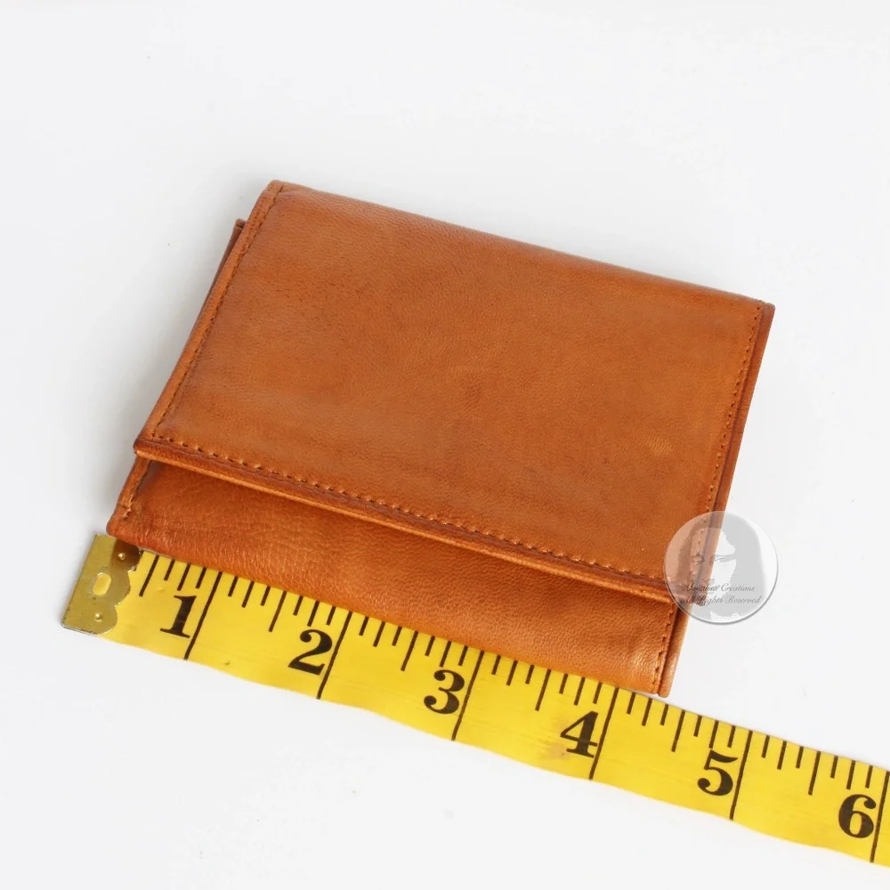 Rolfs Wallet Lambskin Leather Trifold Tan Unisex Vintage